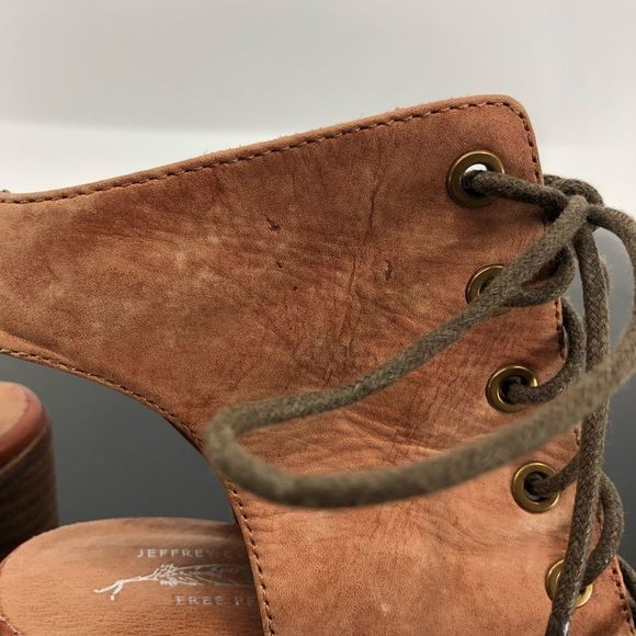 Jeffrey Campbell x Free People Minimal Taupe Lace Up Peep Toe Heeled Sandals - Picture 13 of 14